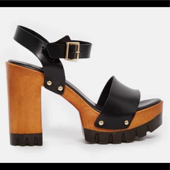 ASOS Shoes - ASOS Wooden Platform Tractor Sole Leather Sandals8